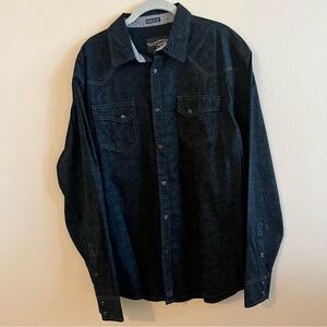 Moonshine Spirit Mens Black Paisley Western Snap Front Long Sleeve Shirt